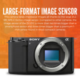 Sony Alpha ZV-E10 APS-C Vlog Camera (Black) with 11mm F1.8 Lens Bundle Content Creator Kit (5 Items)