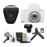 Sony ZV-1F Vlog Camera (White) With Vlogger Kit, Shotgun Microphone, Camera Case and Accessory
