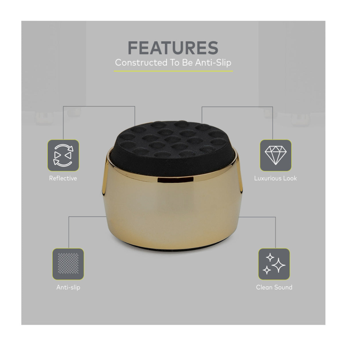 Knox Gear Subwoofer Isolation Feet (4-pack, Black/Gold)