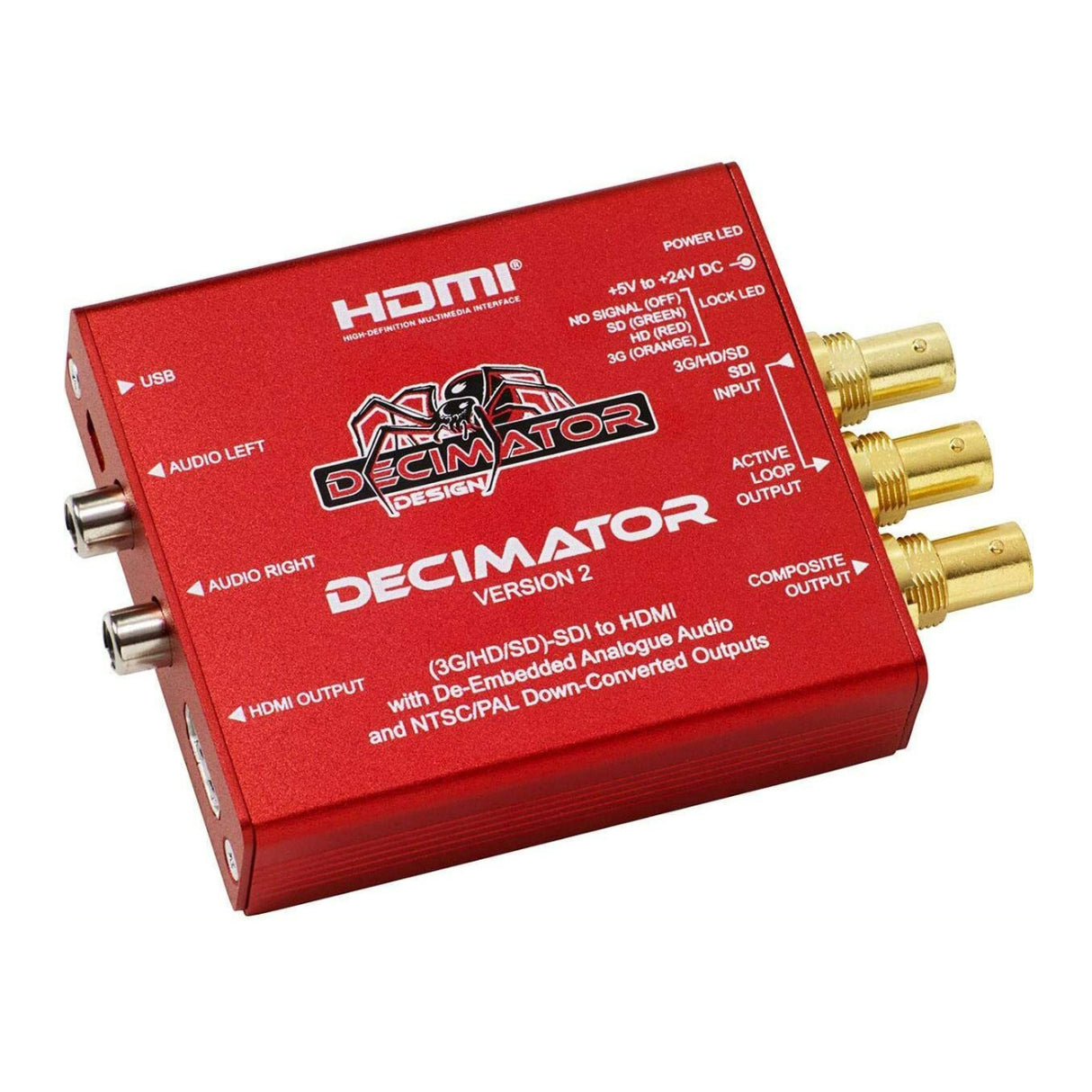 Decimator Version 2 Simultaneously Scales SDI to HDMI and NTSC/PAL with De-Embedded Analogue Audio