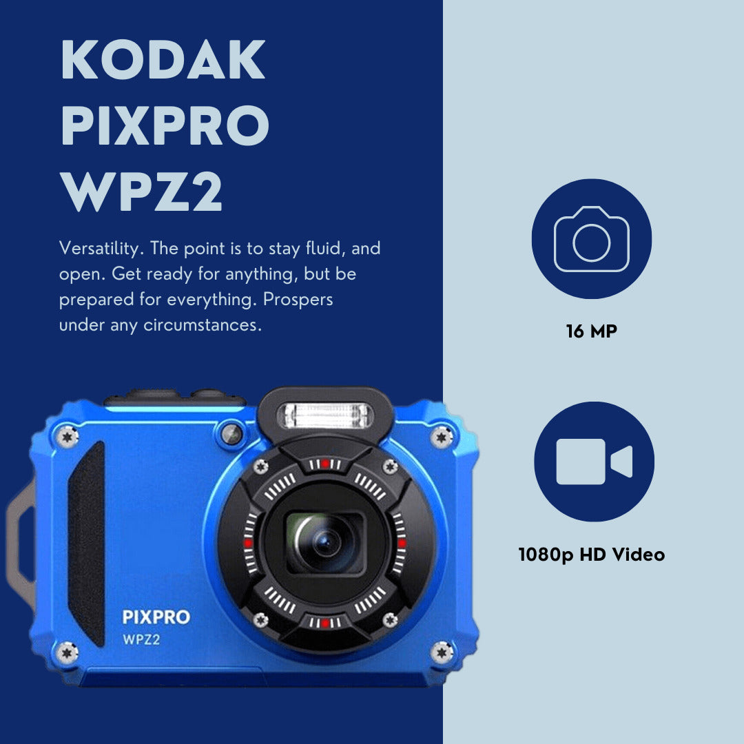 Kodak PIXPRO WPZ2 Rugged Waterproof 16MP Digital Camera with 4x Optical Zoom (Blue) Bundle