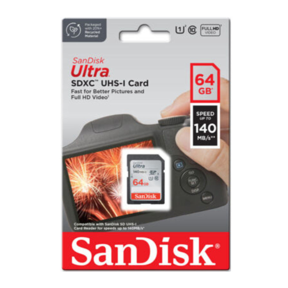SanDisk 64GB 140 MB/s SDXC Memory Card (3-pack) with All-In-One Card Reader