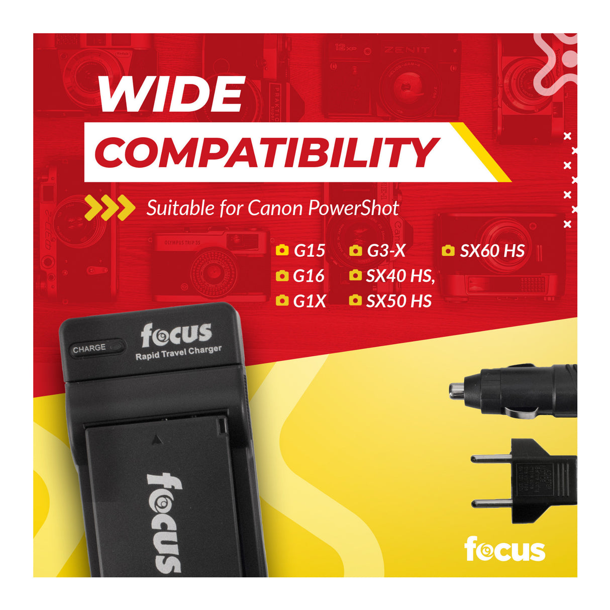 Focus Replacement Rechargeable Lithium-Ion Battery and Travel Charger for Canon NB-10L