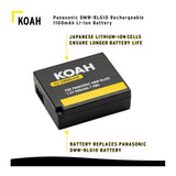 Koah PRO Panasonic DMW-BLG10 Rechargeable Replacement 1100mAh Li-Ion Battery