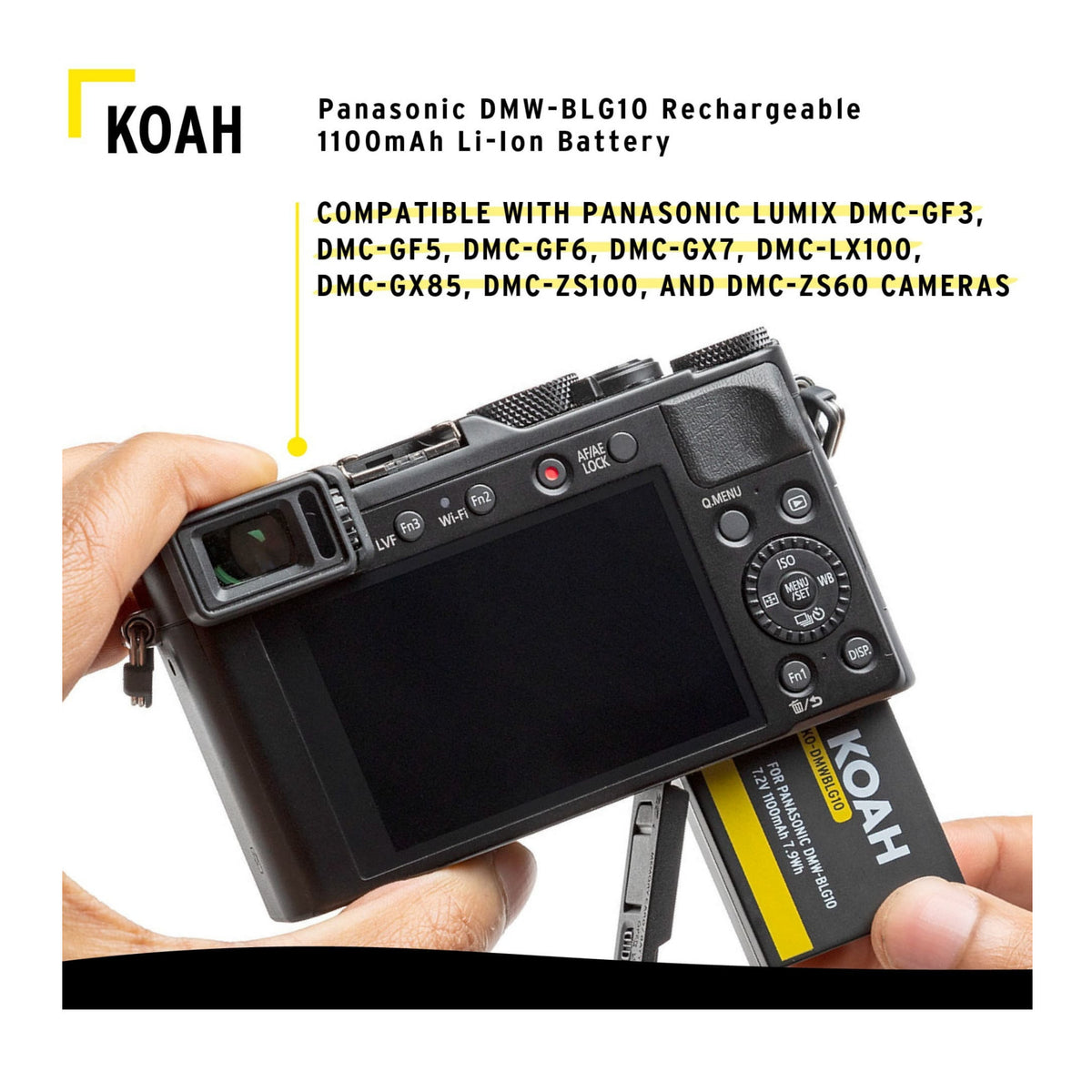 Koah PRO Panasonic DMW-BLG10 Rechargeable Replacement 1100mAh Li-Ion Battery