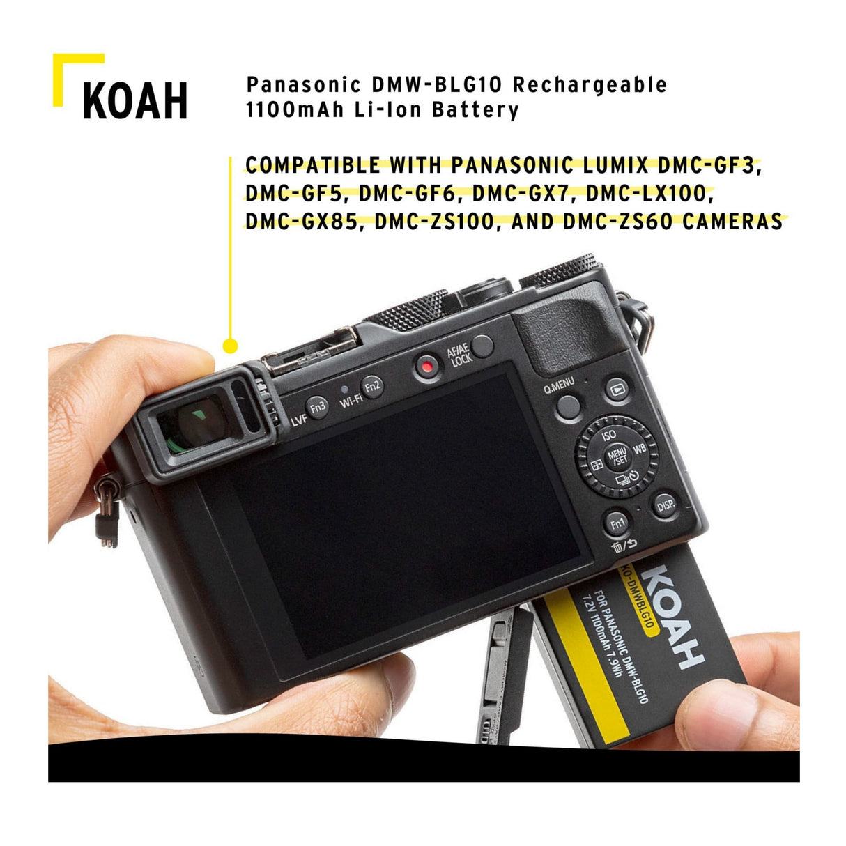 Koah PRO Panasonic DMW-BLG10 Rechargeable Replacement 1100mAh Li-Ion Battery