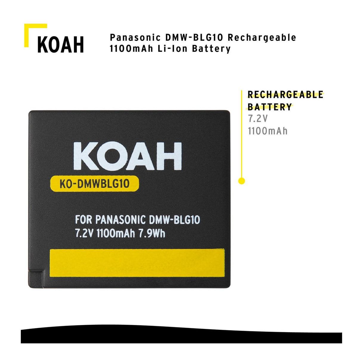 Koah PRO Panasonic DMW-BLG10 Rechargeable Replacement 1100mAh Li-Ion Battery