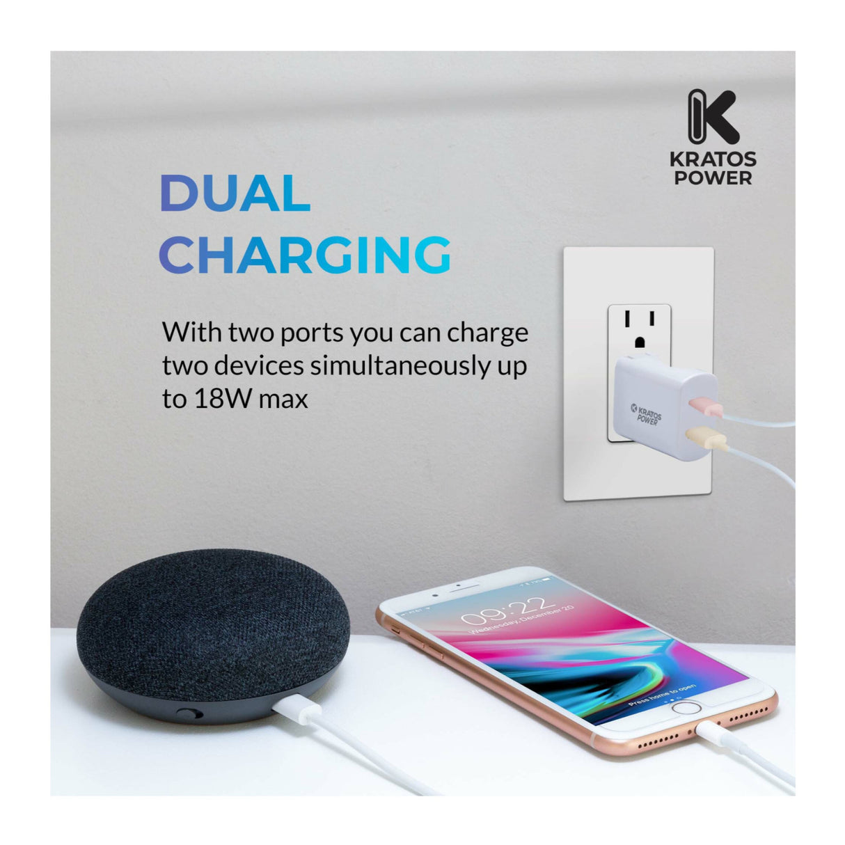 Kratos Power 18W PD Two-Port Power Adapter