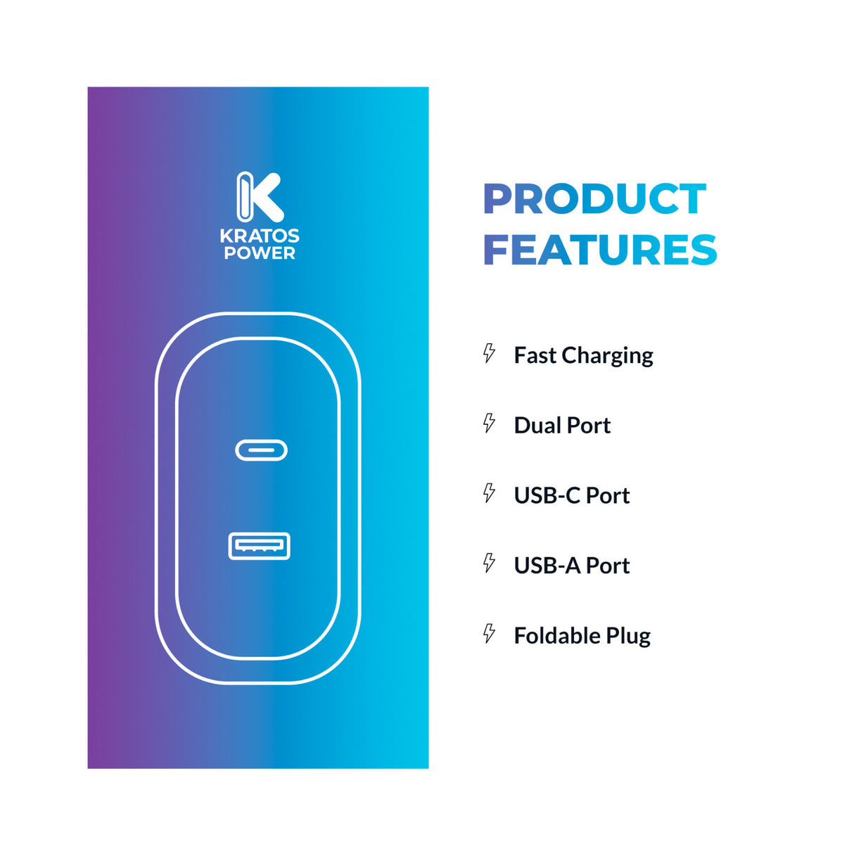 Kratos Power 18W PD Two-Port Power Adapter