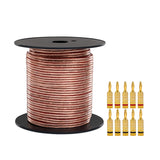Knox Gear 16AWG Speaker Wire (100') and Gold Plated Speaker Banana Plugs (5 Pairs) Kit