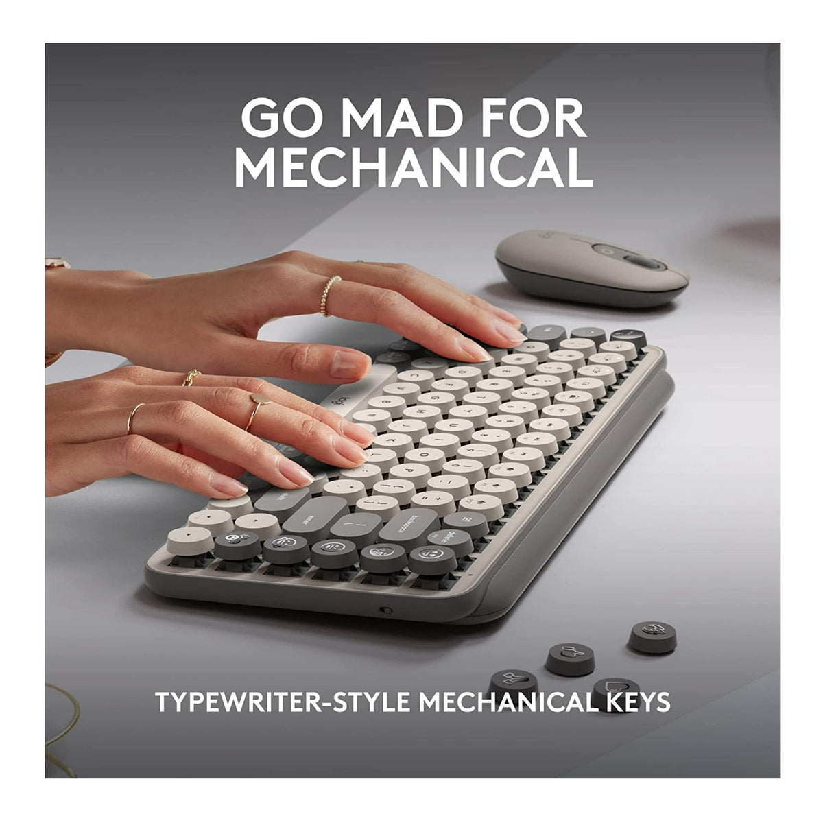 Logitech Pop Keys Wireless Mechanical Keyboard with Emoji Keys (Mist)
