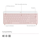 Logitech MK470 Slim Wireless Keyboard and Mouse Combo with Modern Compact Layout (Rose)