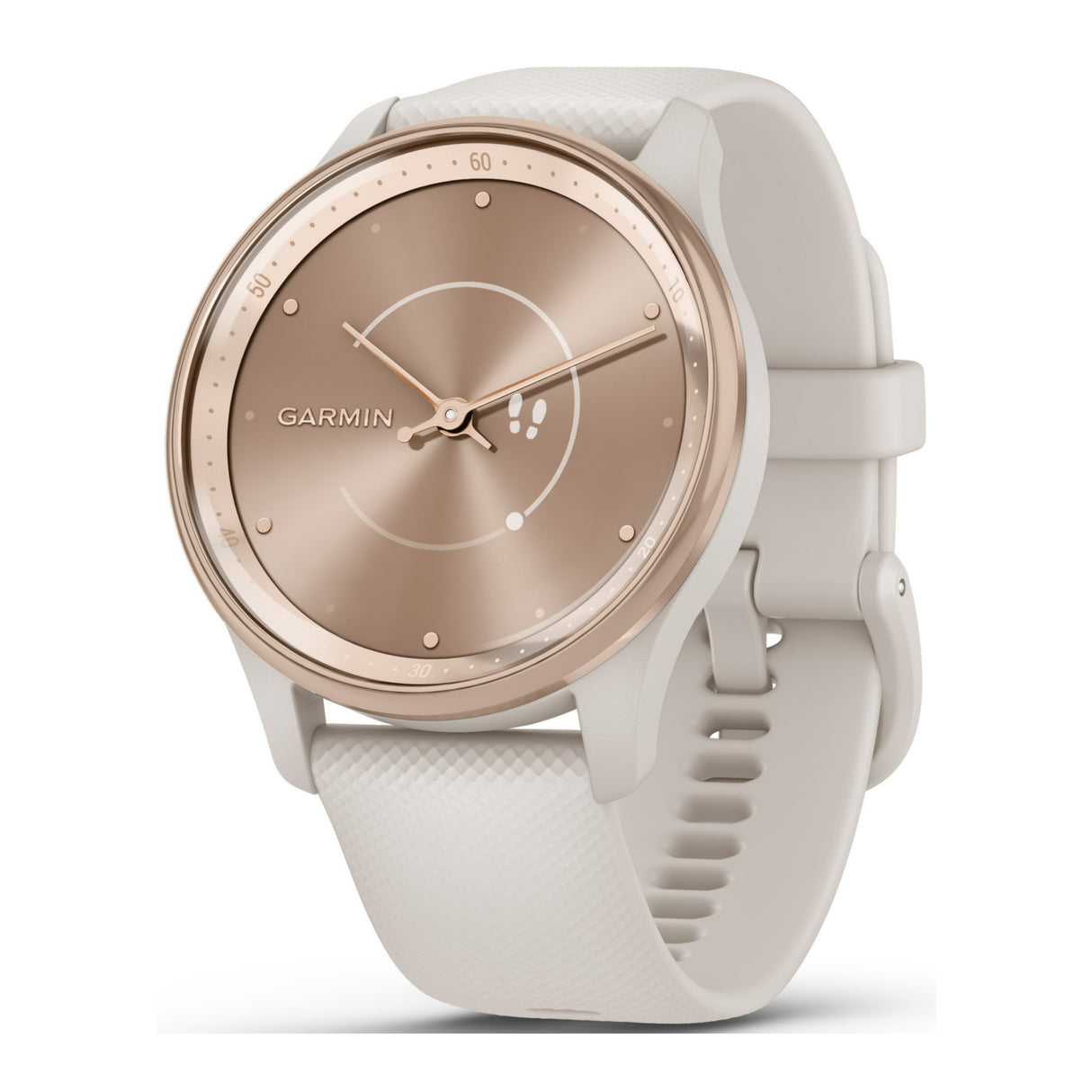 Garmin Vívomove Trend Hybrid Smartwatch with Silicon Band (Peach Gold Stainless Steel Bezel)