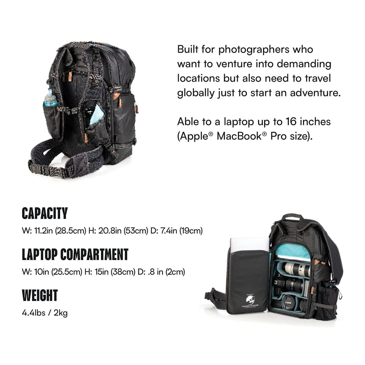 Shimoda Explore V2 35 Water Resistant Camera Backpack with Rain Cover and Accessory Straps (Black)