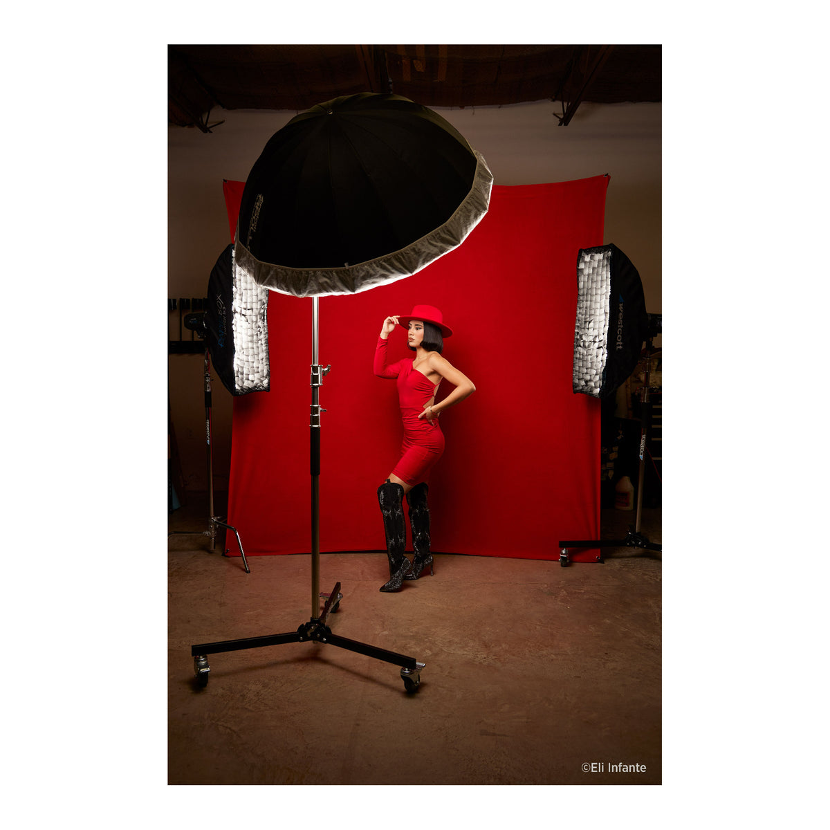 Westcott X-Drop Wrinkle-Resistant Backdrop, For Video Conferencing (Scarlet Red, 5 x 12 Feet)