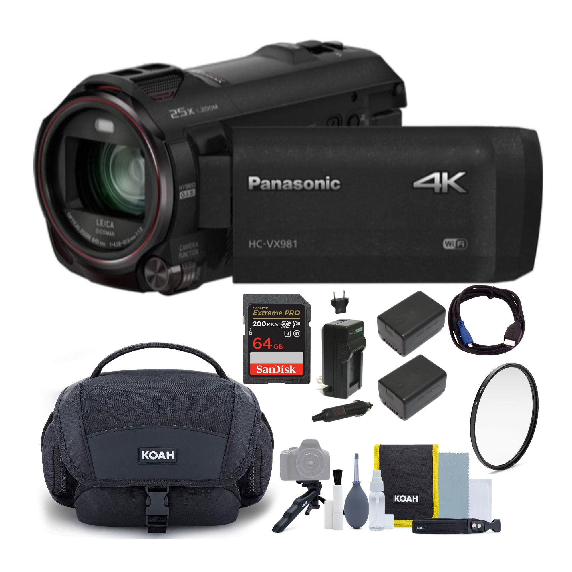 Panasonic 4kビデオカメラ Panasonic HC-VX981K 4K Ultra HD Camcorder with 64GB SD Card and