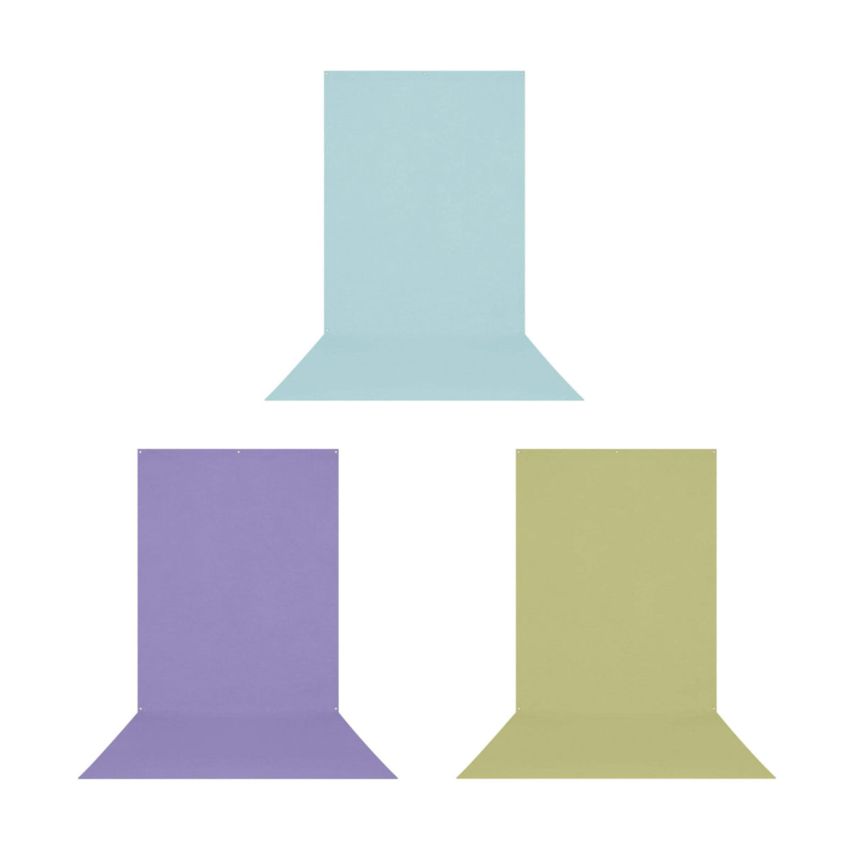 Westcott 5' x 12' Photo Backdrops 3-Pack of Cool Colors (Pastel Blue, Periwinkle Purple, Moss Green)
