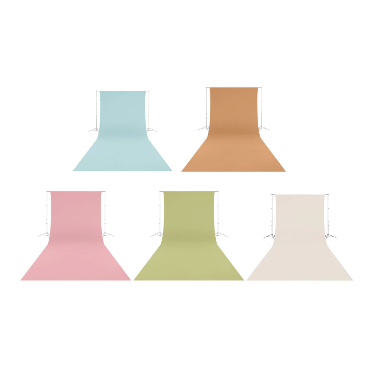 Westcott 9' x 10' Photo Backdrops 5-Pack Colors (Brown, White, Pastel Blue, Green, Pink)