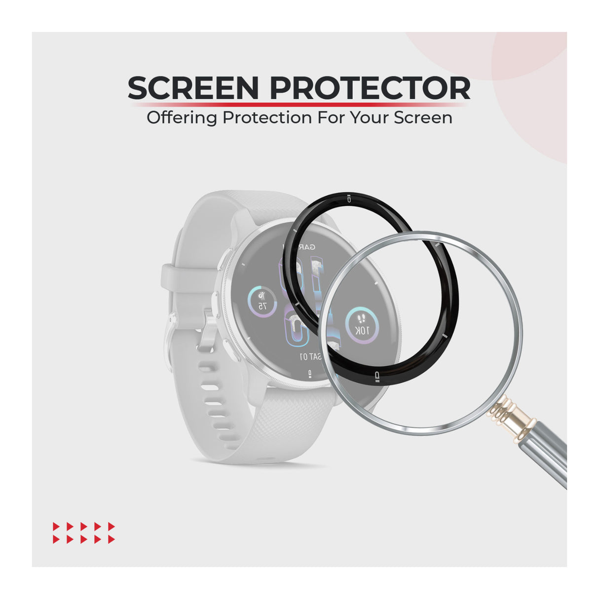 Focus 9H Tempered Glass Screen Protector Film for Garmin Venu 2 Plus (3-Pack)