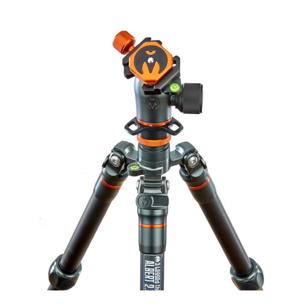 3-Legged Thing Albert 2.0 Carbon Fiber Tripod Kit with AirHed Pro and Three Detachable Legs (Gray)