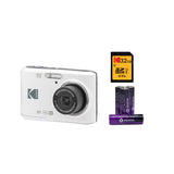 Kodak PIXPRO FZ45 Digital Camera (White) with 32GB SD Card and 4 AA Batteries