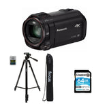 Panasonic Hc-VX870 4K Ultra HD Camcorder With 64GB SD Memory Card and Travel Tripod Bundle