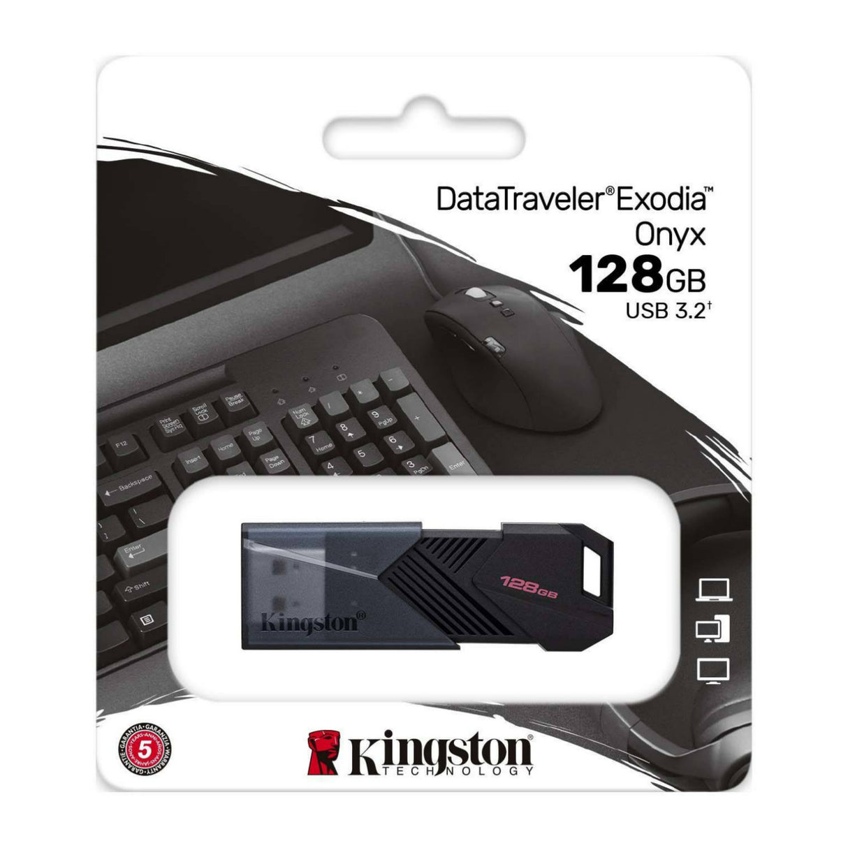 Kingston 128GB DataTraveler Exodia Onyx USB 3.2 Flash Drive (Matte Black) (2-Pack)