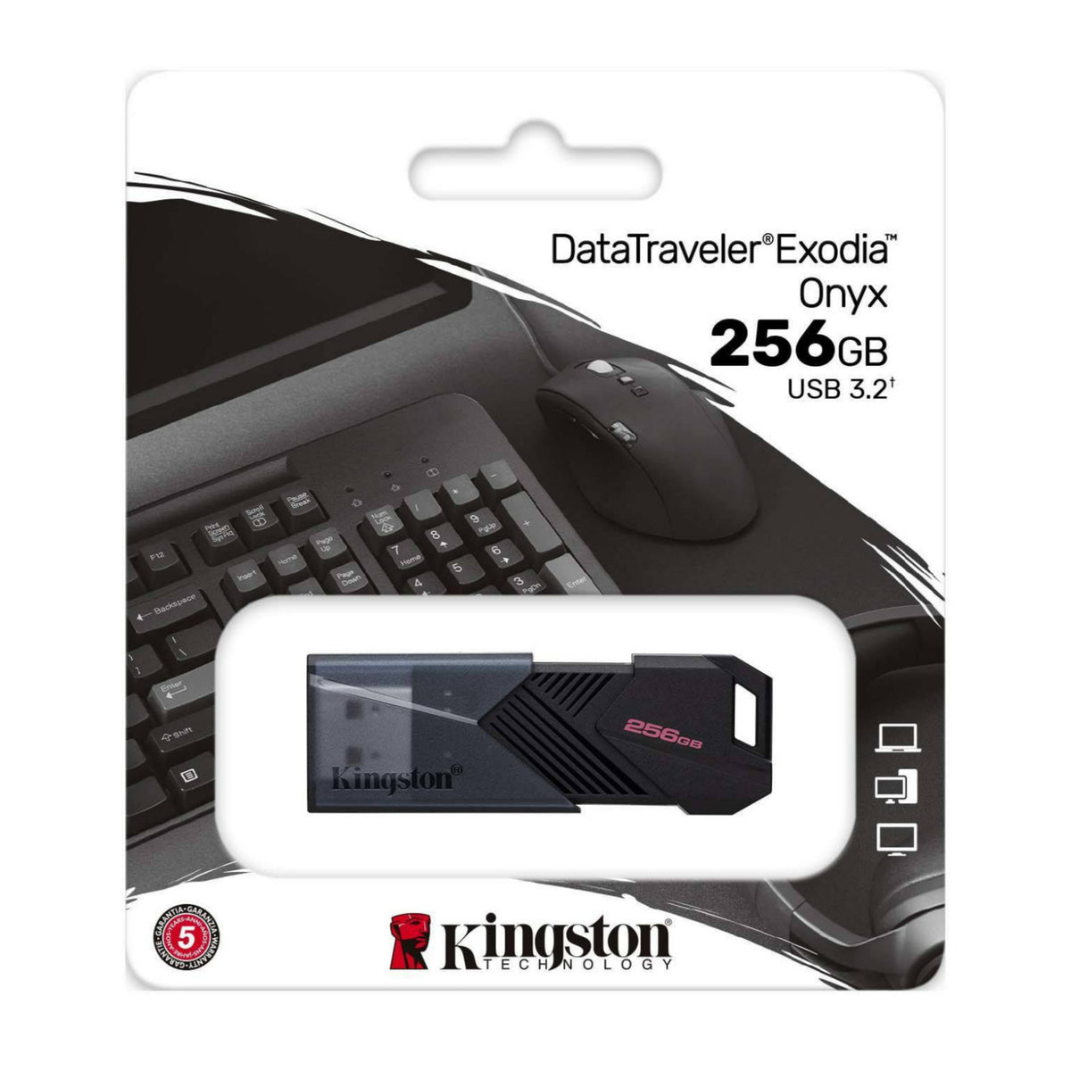 Kingston 256GB DataTraveler Exodia Onyx USB 3.2 Flash Drive (Matte Black) (5-Pack)