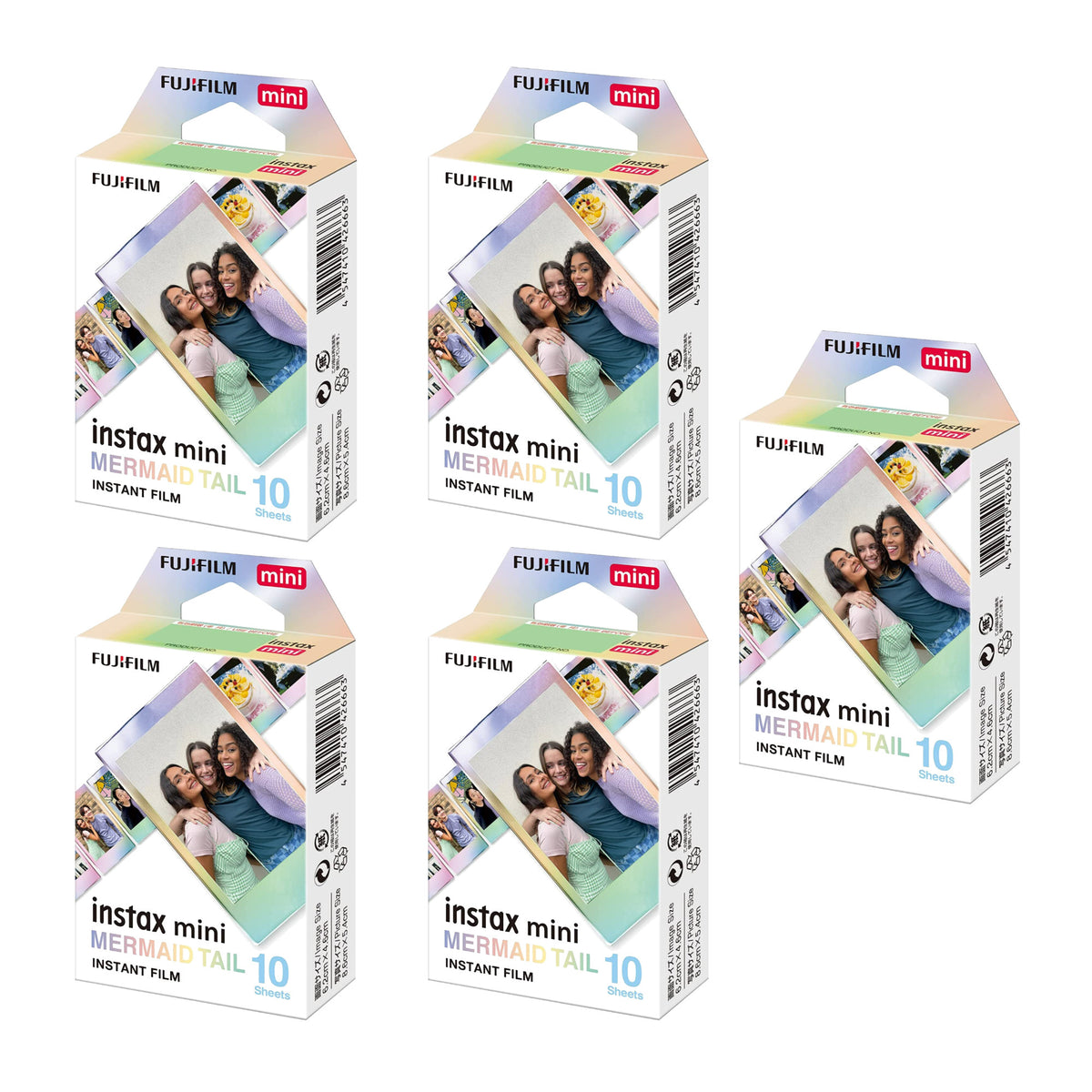 Fujifilm Instax Mini Mermaid Tail Film, Glitter Styles (10 Exposures) 5-Pack