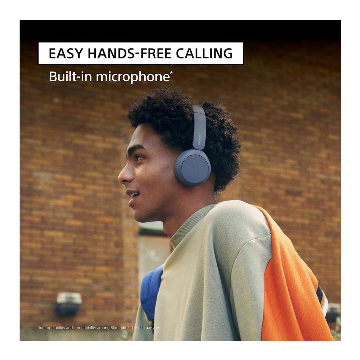 Sony WH-CH520 Wireless Bluetooth On-Ear Headset (Black) with Locator Keychain