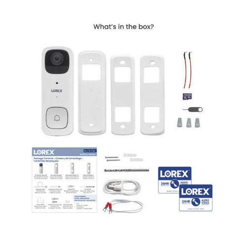 Lorex 2K Battery Video Doorbell with Color Night Vision, Person Detection, and 2-Way Talk (White)