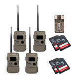 Cuddeback CuddeLink Wireless, 3rd Gen Sensor, LowGlow IR LED Camera Bundle with Accessories (4-Pack)