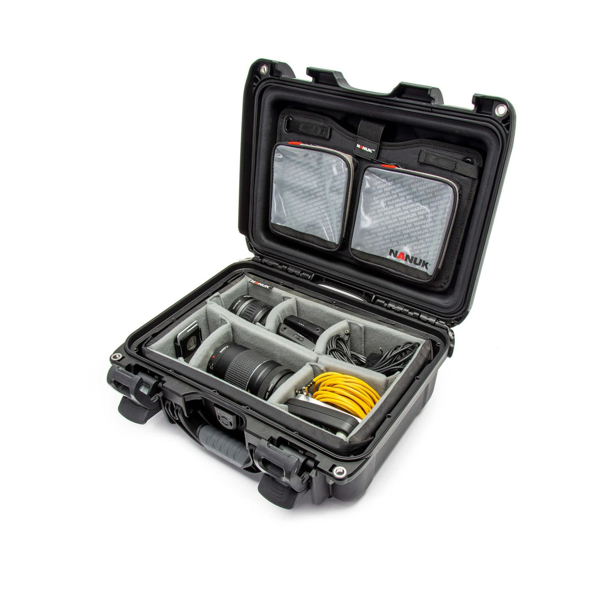Nanuk 935 Waterproof HardCase with Lid Organizer, Padded Divider, Wheels (Black) with Airtag Holder