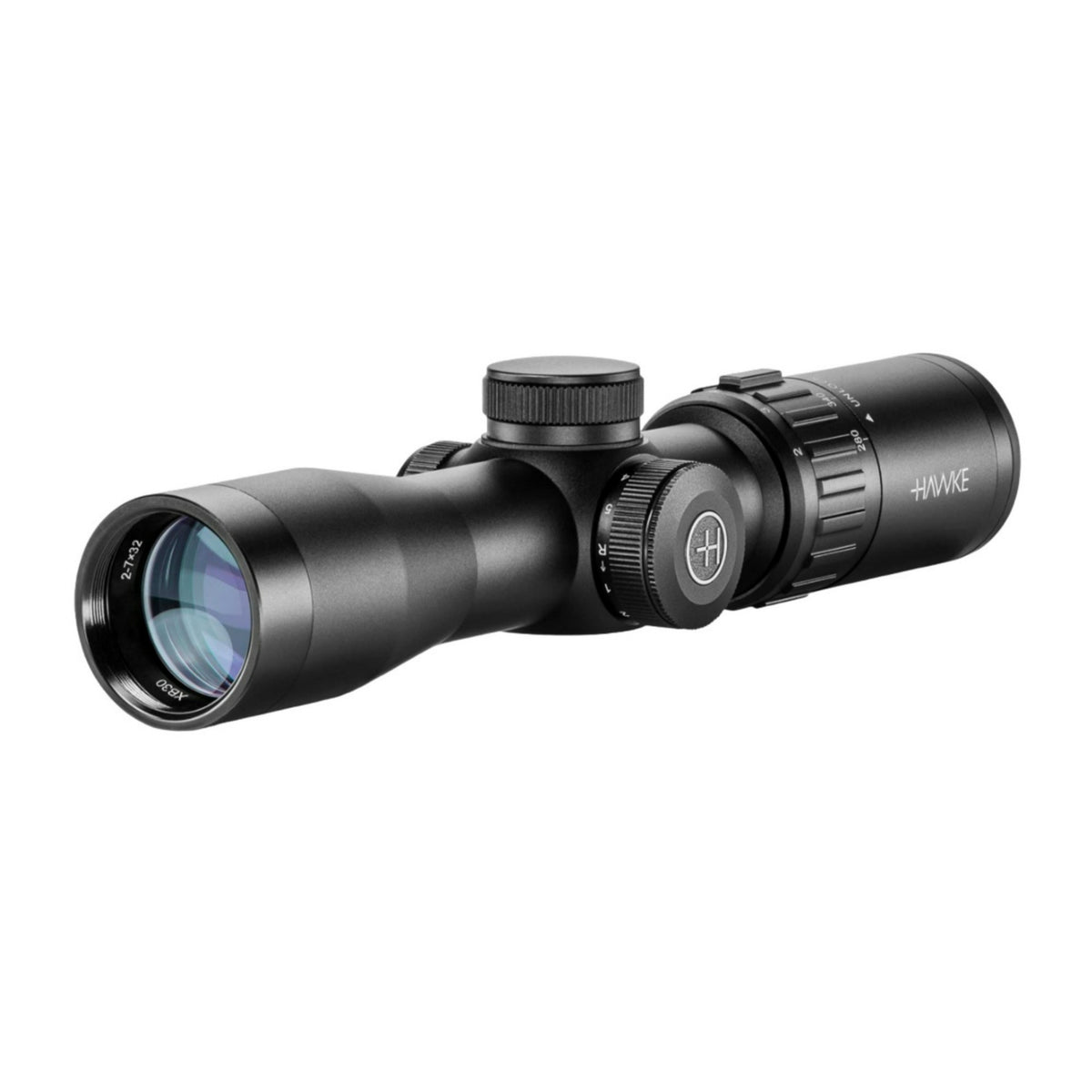 Hawke XB30 SR 2-7x32mm, Capped Turrets, 1/2 MOA Low-Profile Crossbow Scope