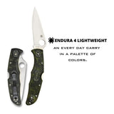Spyderco Endura 4 Zome 3.80-Inch VG-10 Foldable Steel Blade Knife (Green)