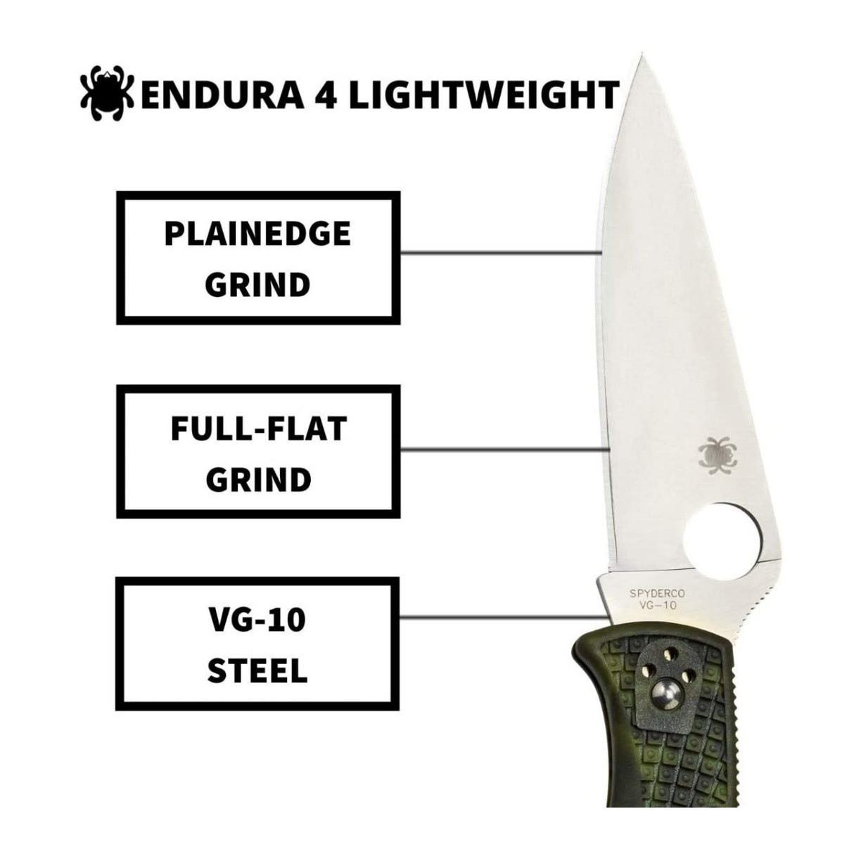 Spyderco Endura 4 Zome 3.80-Inch VG-10 Foldable Steel Blade Knife (Green)