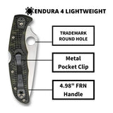 Spyderco Endura 4 Zome 3.80-Inch VG-10 Foldable Steel Blade Knife (Green)