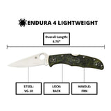Spyderco Endura 4 Zome 3.80-Inch VG-10 Foldable Steel Blade Knife (Green)