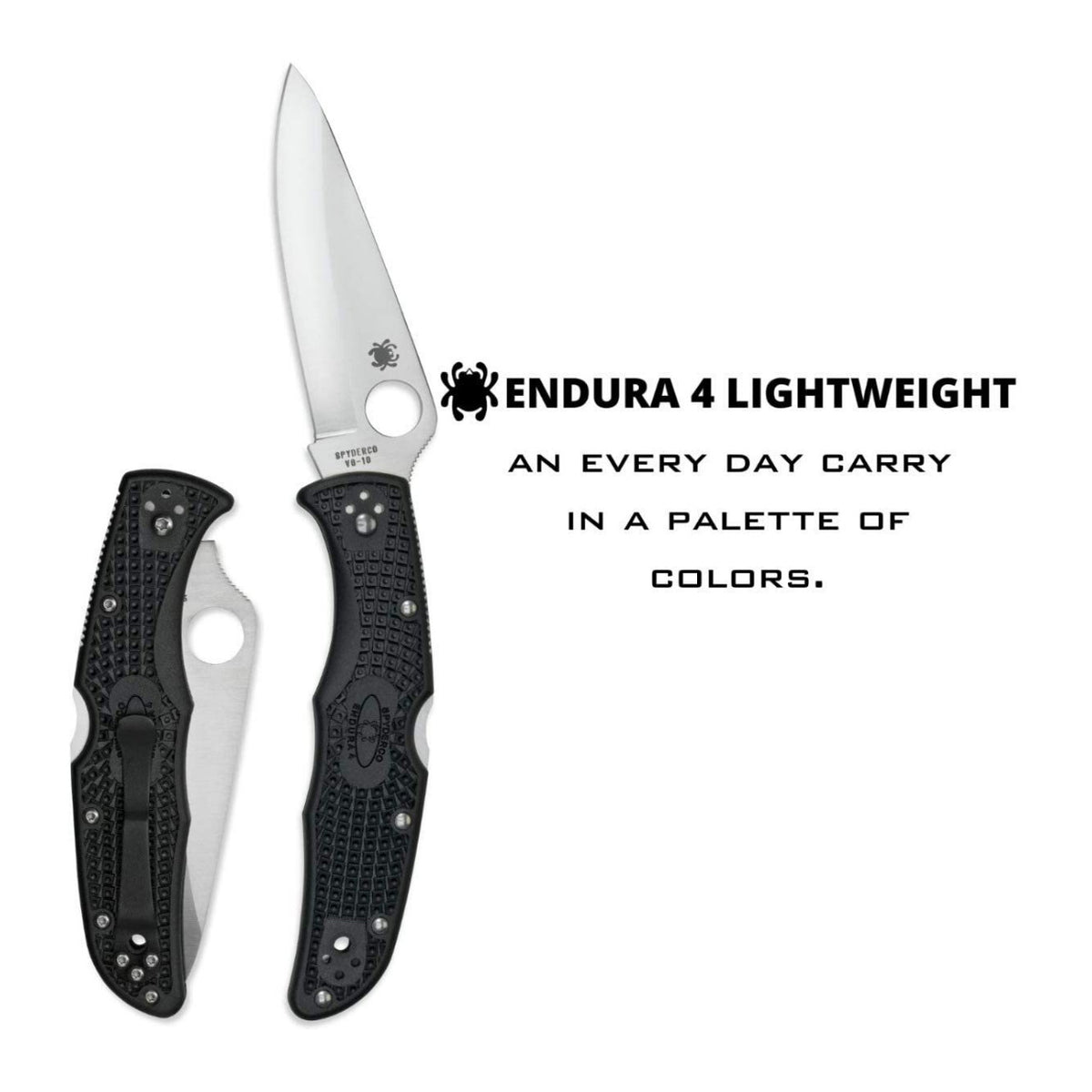 Spyderco Endura 4 3.80-Inch Durable Steel Blade Foldable PlainEdge Knife (Black) (Open Box)