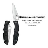 Spyderco Endura 4 3.80-Inch Durable Steel Blade Foldable PlainEdge Knife (Black) (Open Box)