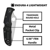 Spyderco Endura 4 3.80-Inch Steel Durable Blade Signature Serrated Knife (Black)