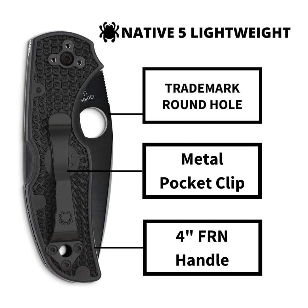 Spyderco Native 5 Full-Flat Grind, CPM S30V Stainless Steel Blade Folding Knife