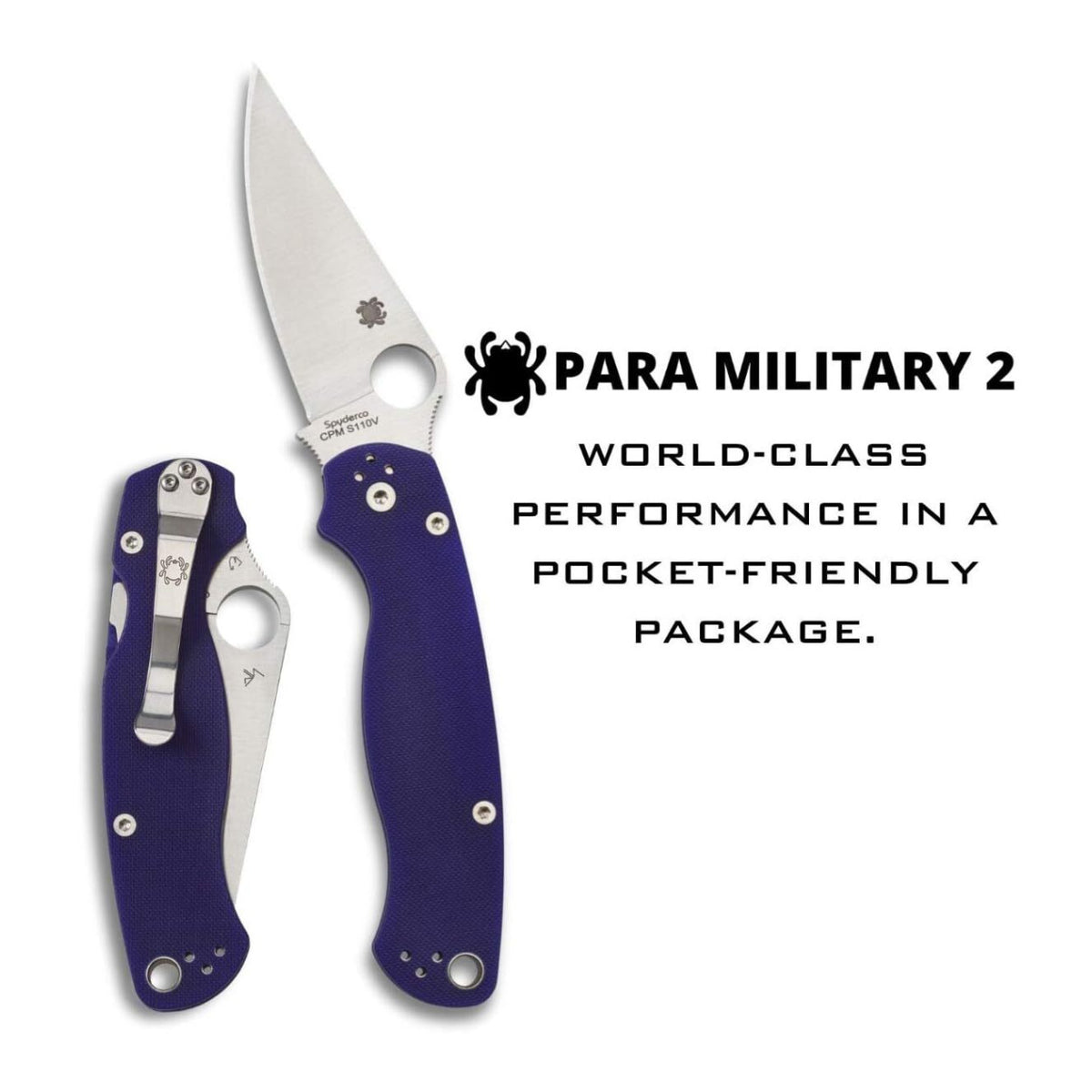 Spyderco Para Military 2 Signature Full Flat Folding Knife (Midnight Blue) (Open Box)
