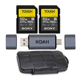 Sony 512 GB TOUGH M Series UHS-II SDXC Memory Card (2-Pack) with Memory Card Storage Case
