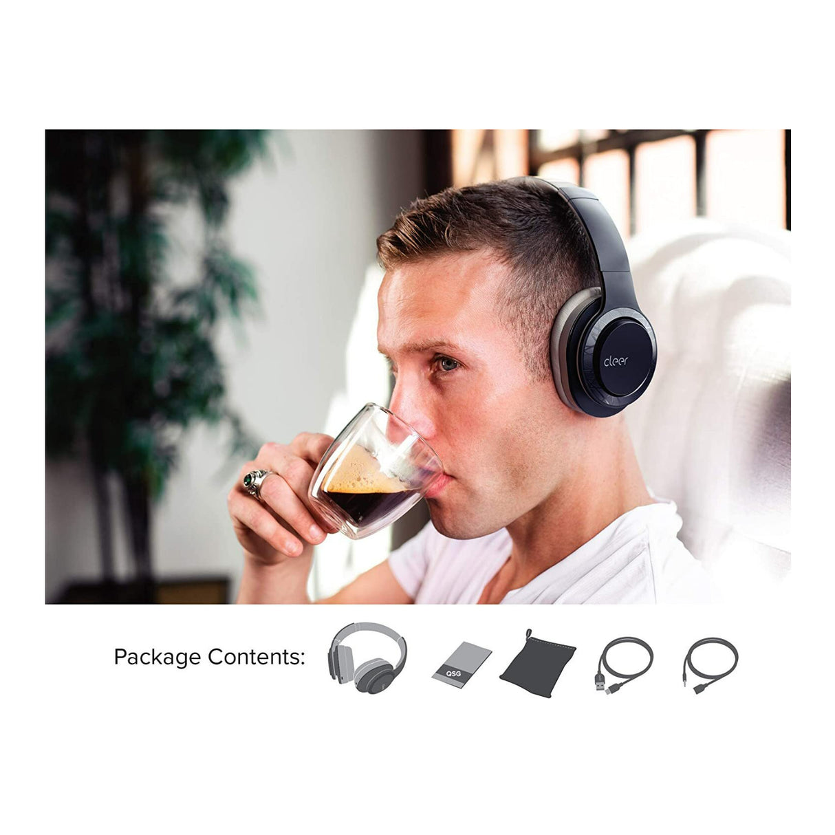 Cleer Audio Enduro 100 Bluetooth Wireless Headphones with Up To 100-Hours of Battery (Navy Blue)