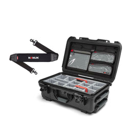 Nanuk 935 Waterproof Hard Case with Wheels and Padded Divider (Black) with Shoulder Strap