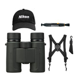 Nikon Prostaff P3 10x30 Binoculars with Adjustable Strap, Lens Cleaning Pen, and Nikon Hat
