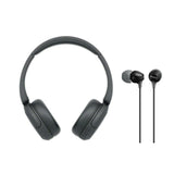 Sony WH-CH520 Compact Easy Carrying Wireless Bluetooth On-Ear Headphones (Black) with Earbuds