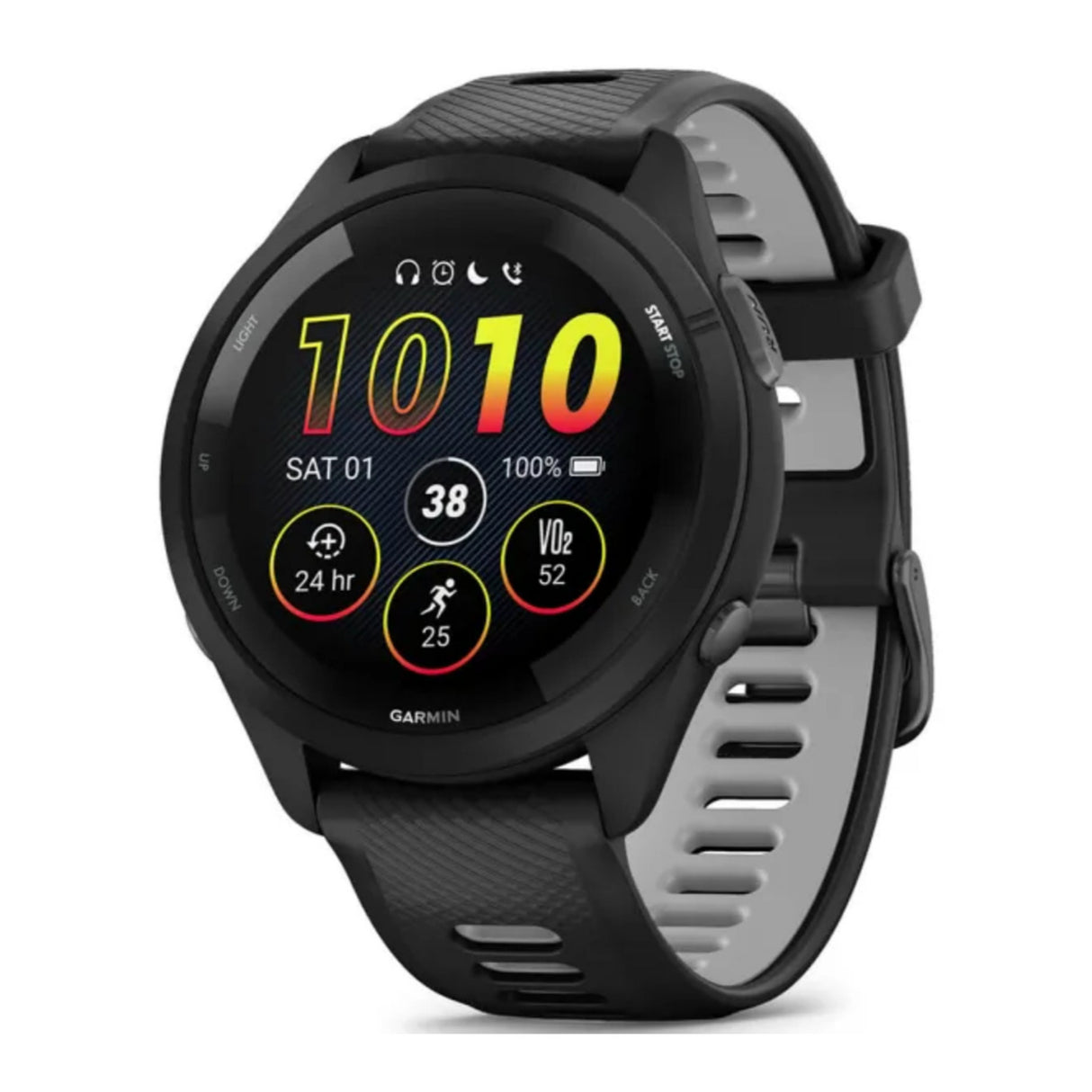 Garmin Forerunner 265 Black Bezel and Case Smartwatch with Silicone Straps (Black/Powder Gray)