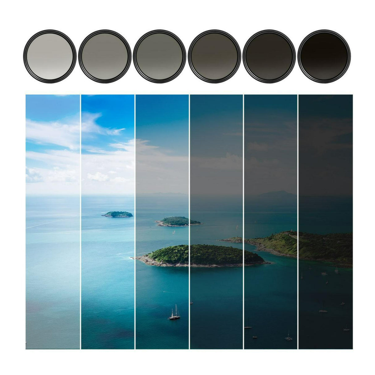 K&F Concept Variable Fader ND2-ND400, 55 mm HD Filter Lens with Cleaning Cloth